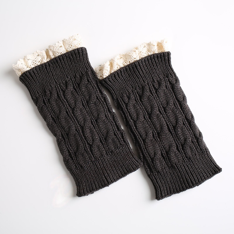 Womens Lace Trim Knit Boot Cuffs Crochet Thermal Short Leg Warmer Boot Toppers